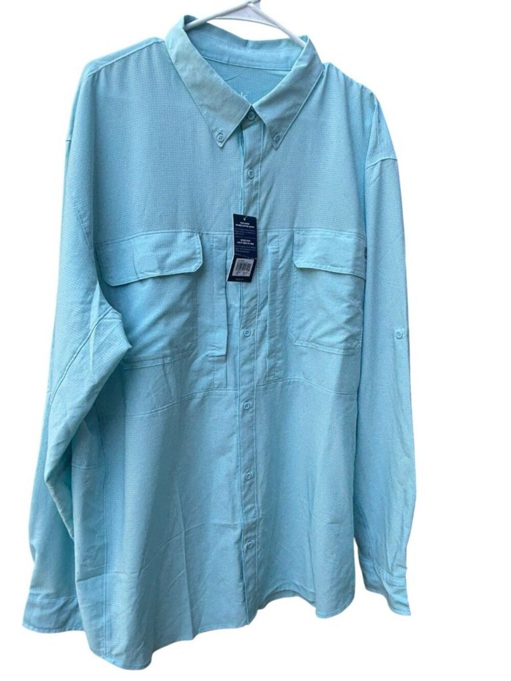 NWT Huk Shirt Mens 3XL A1A Woven Performance LS Blue Fishing Performance XXXL